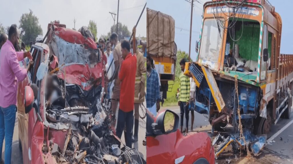 Car and truck accident in Tamilnadu