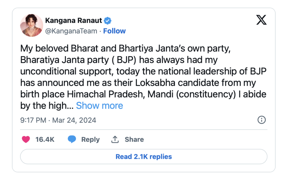 kangna ranuat tweet