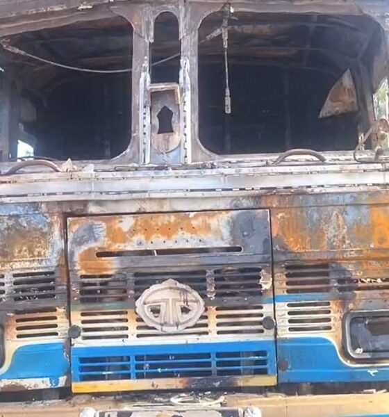 Truck caught fire in Khanna, Punjab, driver burnt alive